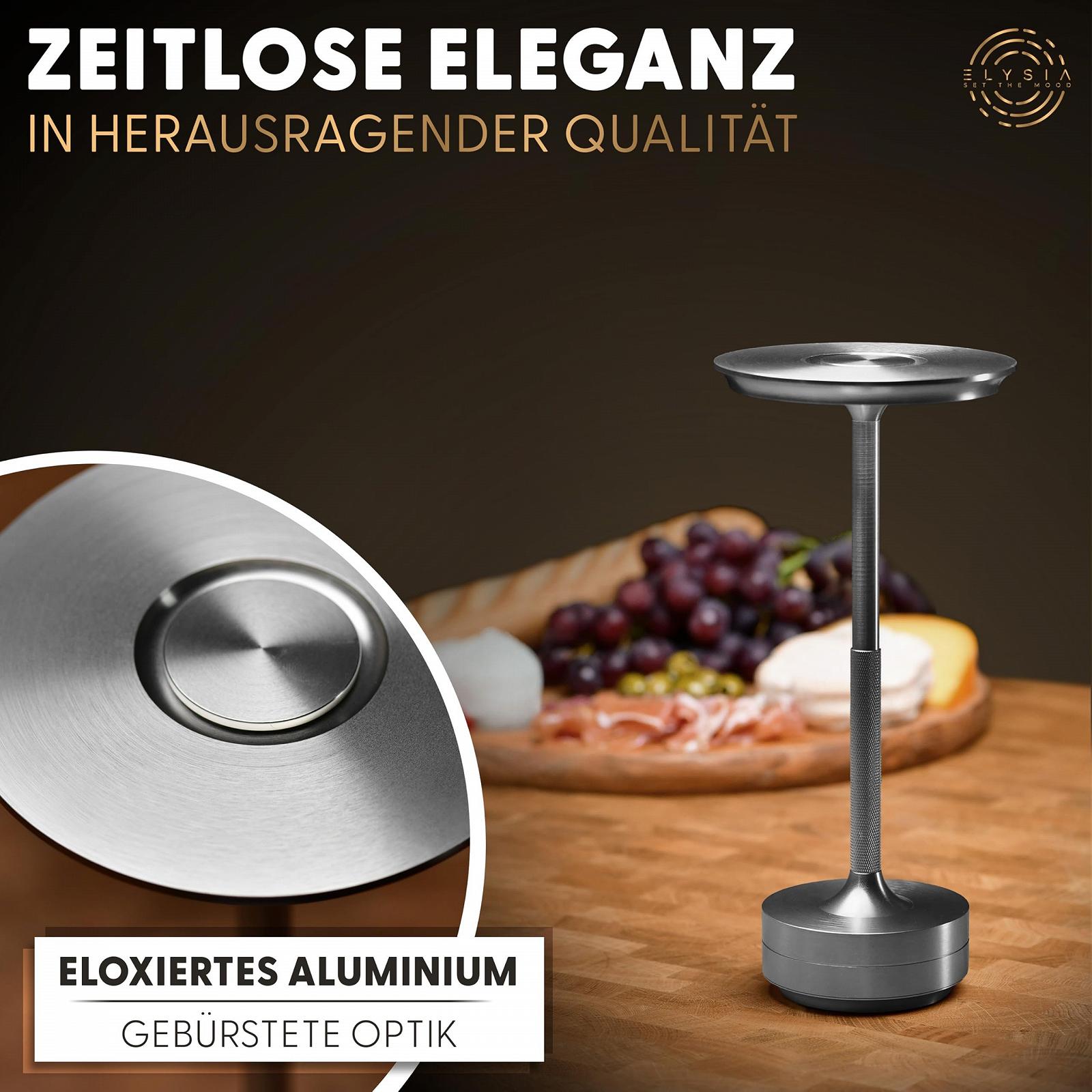 Настільна лампа ELYSIA LED Battery Dimmable USB-C IP54 Срібляста, фото №2