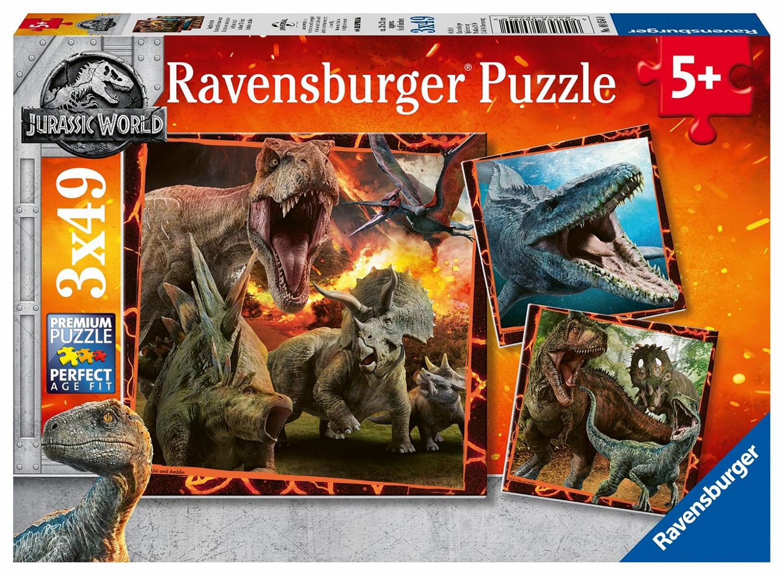 Набір пазлів Ravensburger Jurassic World Fallen Kingdom 3x49 деталей, фото №1