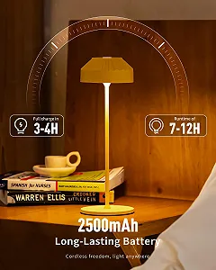 Настільна лампа LuminexDesigns Акумуляторна сенсорна регульована яскравість Жовтий synthetic.ua - Фото 1