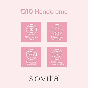 Крем для рук Sovita Q10 с пантенолом для напитанных и гладких рук Интенсивный уход за сухой и поврежденной кожей Быстро впитывается и не оставляет жирного блеска 100 мл цена на synthetic.ua - Фото 1 Крем для рук Sovita Q10 с пантенолом для напитанных и гладких рук Интенсивный уход за сухой и поврежденной кожей Быстро впитывается и не оставляет жирного блеска 100 мл synthetic.ua - Фото 1