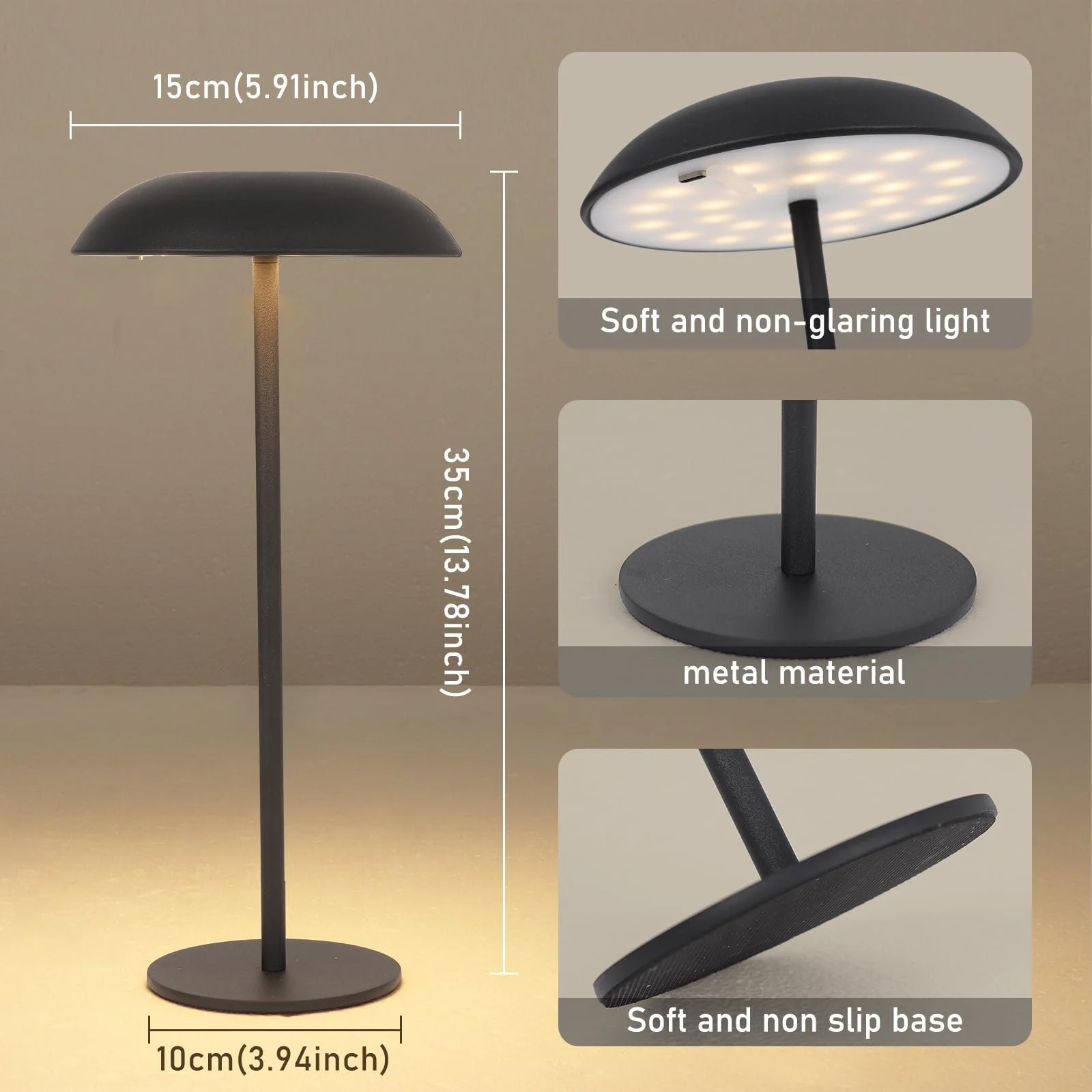 Настільна лампа LED Бездротова акумуляторна з димуванням USB Вулична 3000 K - 6000 K Металева, фото №4