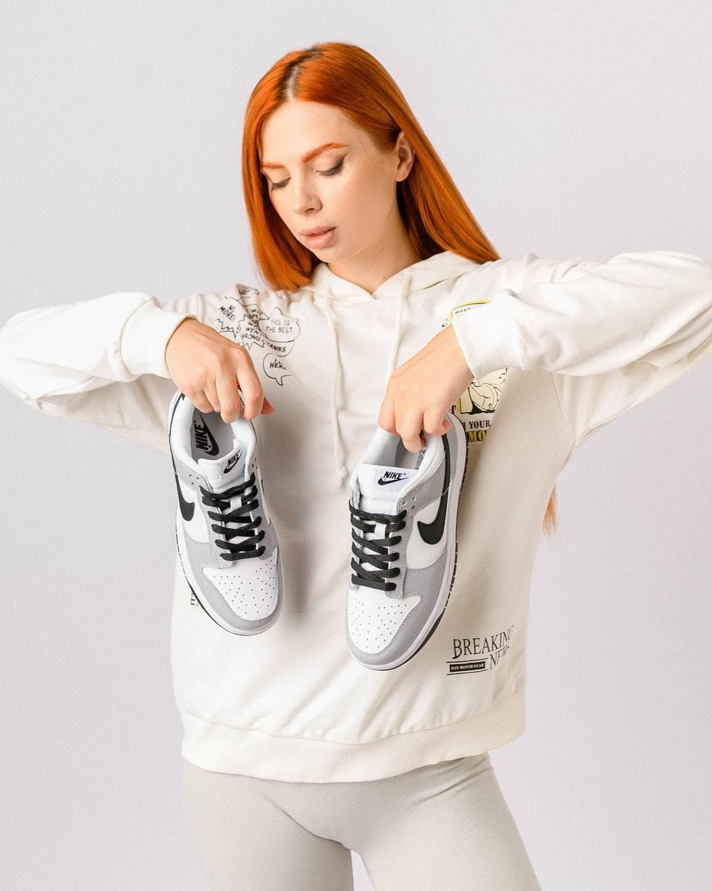 Кроссовки женские Nike SB Dunk Low Pro серые кожаные кеды найк сб данк демисезонная обувь, фото №7