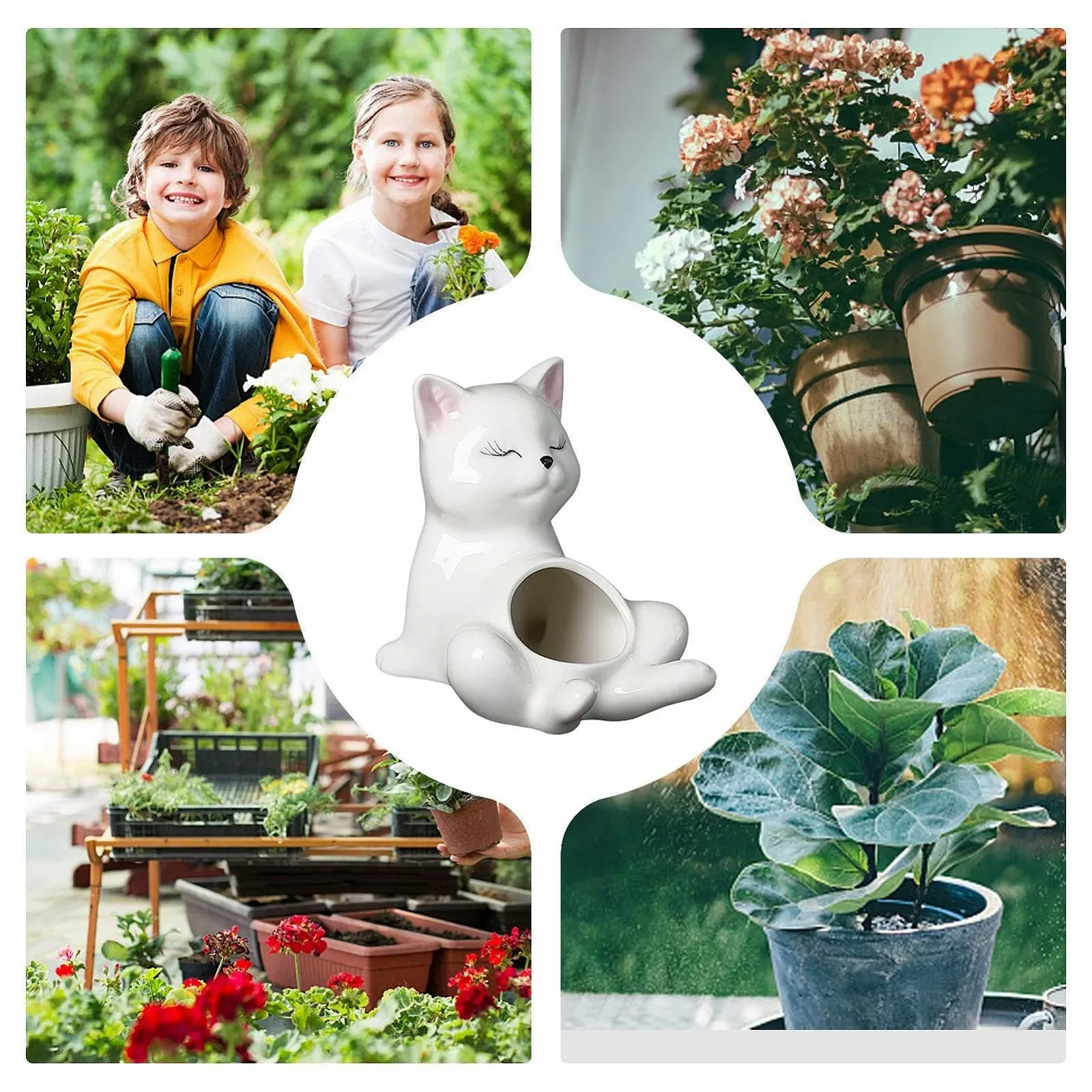 Горщик для рослин керамічний у формі кота декоративний, фото №4 Горщик для рослин керамічний у формі кота декоративний, фото №4