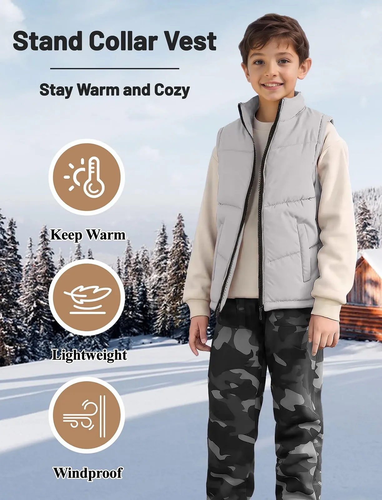 Жилет Adigau зимовий для хлопчиків, вітрозахисний, стьобаний, теплий, фото №4