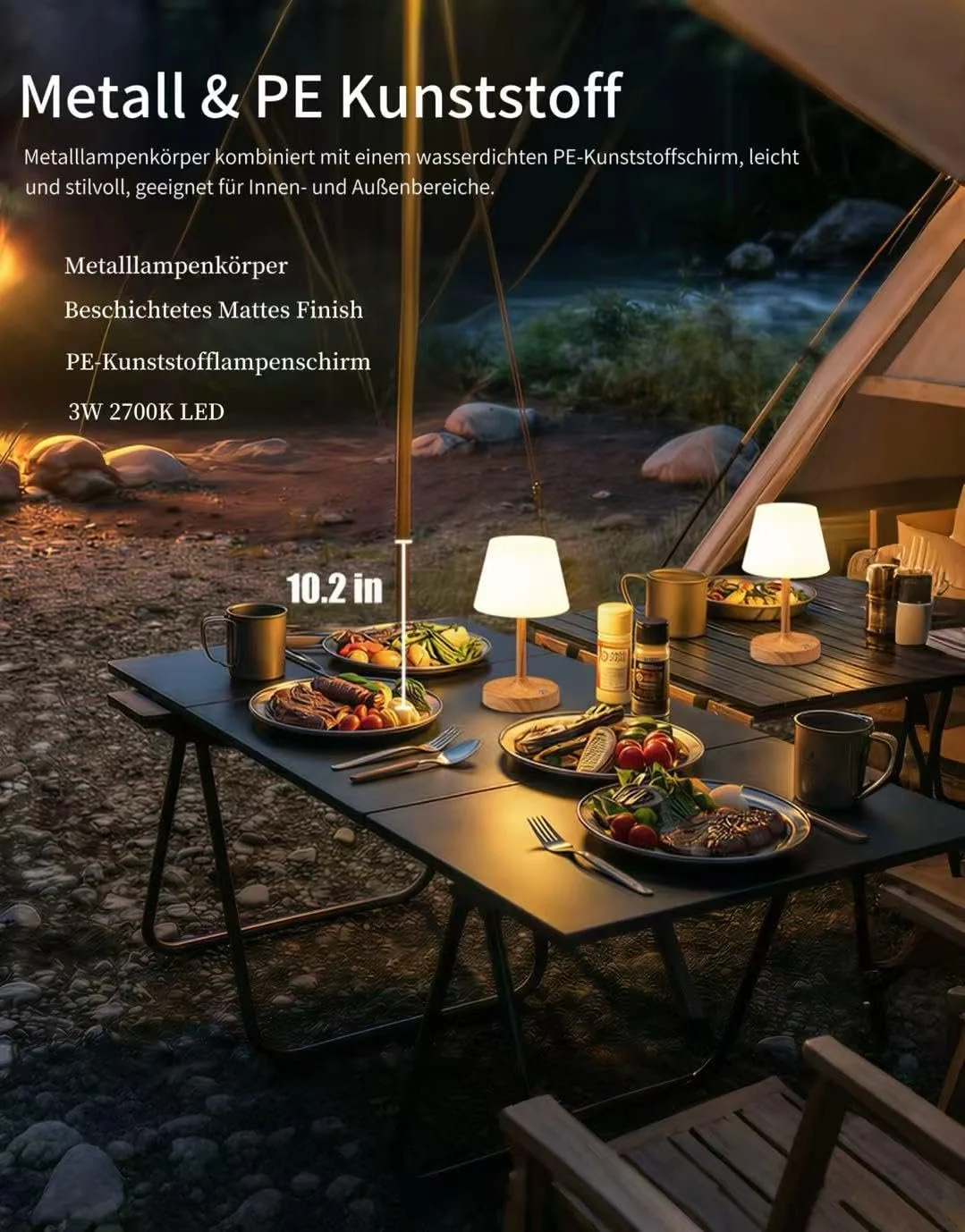 Настільна світлодіодна лампа 4000 mAh Waterproof Rechargeable Touch Dimmer Під дерево, фото №2