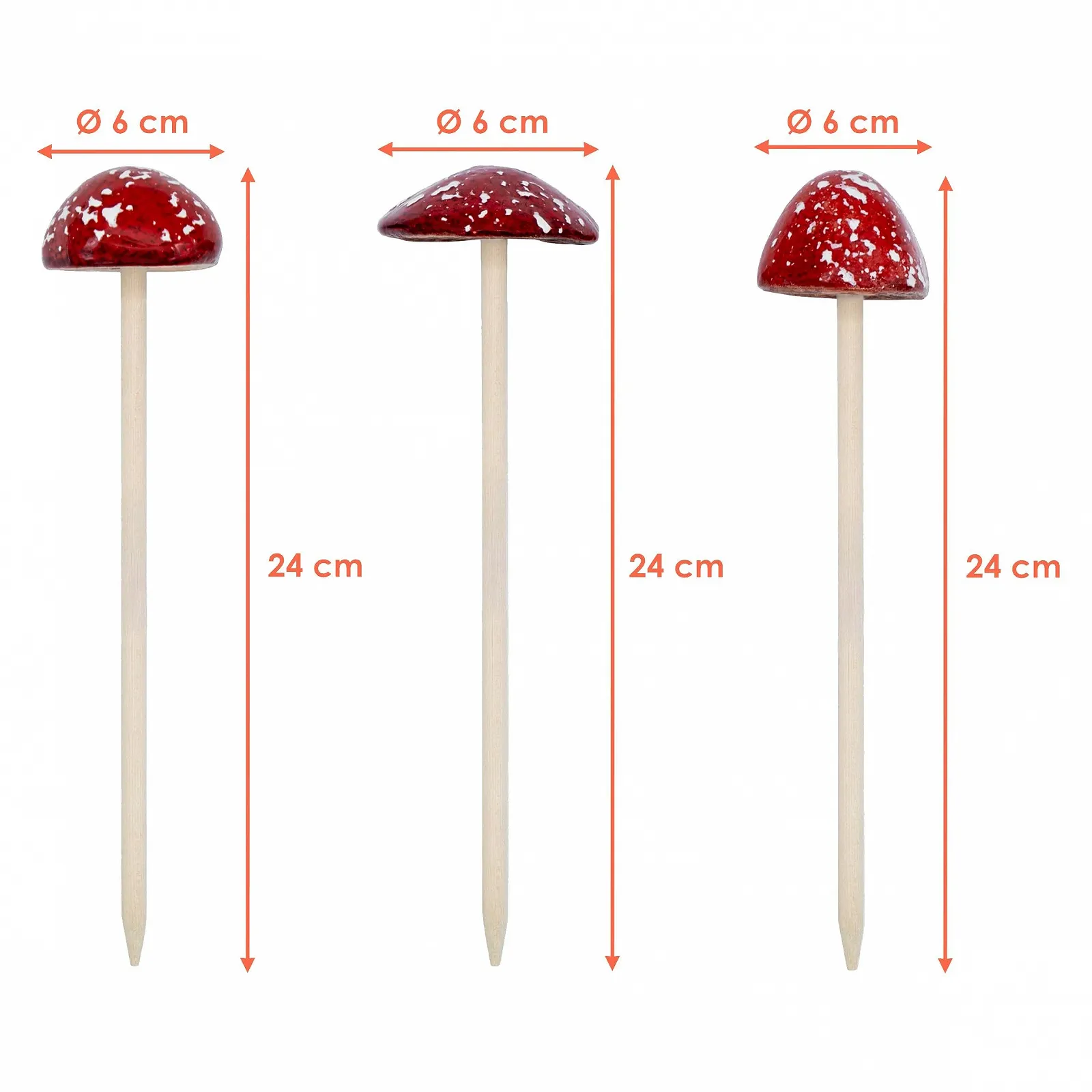 Садовый колышек Декоративный гриб из керамики 24 x 6 см Набор из 3 штук, фото №2 Садовый колышек Декоративный гриб из керамики 24 x 6 см Набор из 3 штук, фото №2