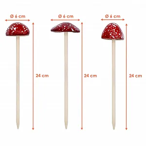 Садовый колышек Декоративный гриб из керамики 24 x 6 см Набор из 3 штук synthetic.ua - Фото 1
