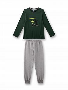 Піжама Sanetta для хлопчиків довга Зелена з бавовни - Фото 1