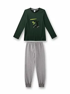 Пижама Sanetta для мальчиков длинная Зеленая из хлопка - Фото 1