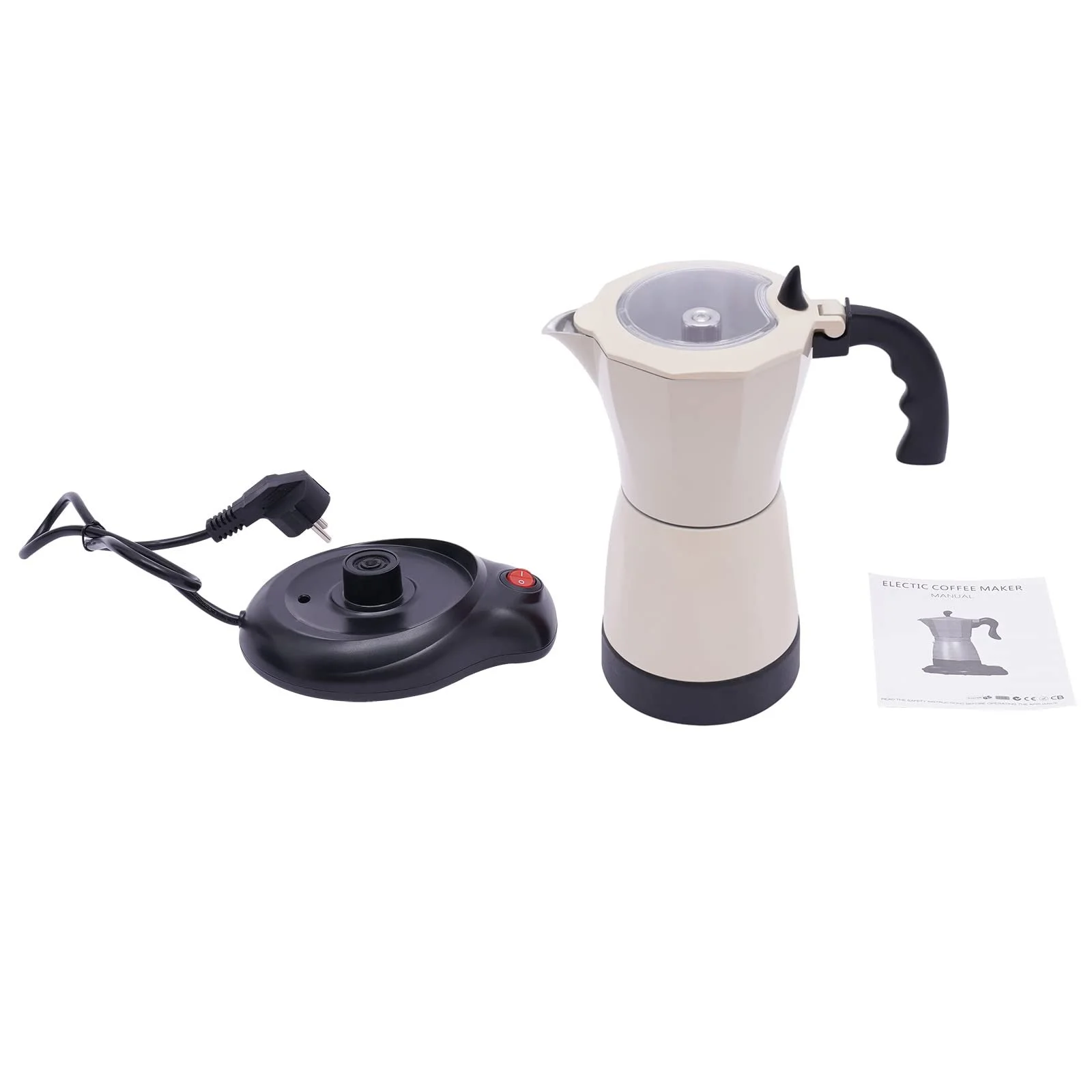 Ручная кофеварка с термокрышкой и ручкой бежевая основа, фото №9