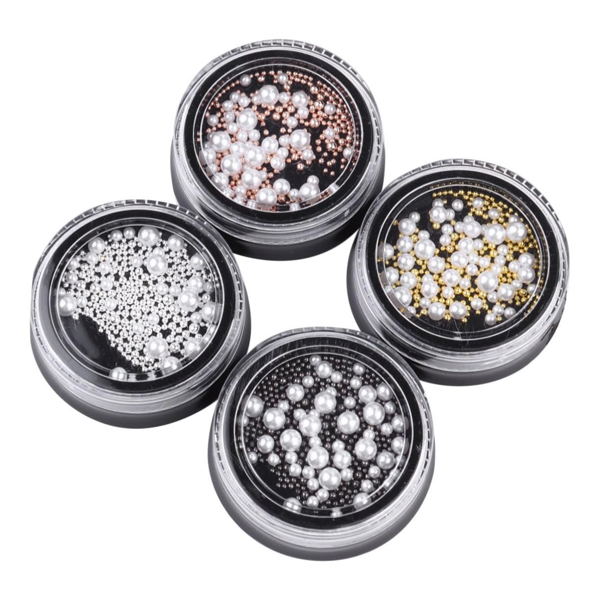 Жемчуг для ногтей Vaguelly 4 коробки стальные жемчужины белые золотые серебряные маникюрные украшения, фото №1 Жемчуг для ногтей Vaguelly 4 коробки стальные жемчужины белые золотые серебряные маникюрные украшения, фото №1