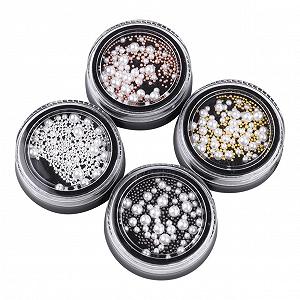 Жемчуг для ногтей Vaguelly 4 коробки стальные жемчужины белые золотые серебряные маникюрные украшения - Фото 1