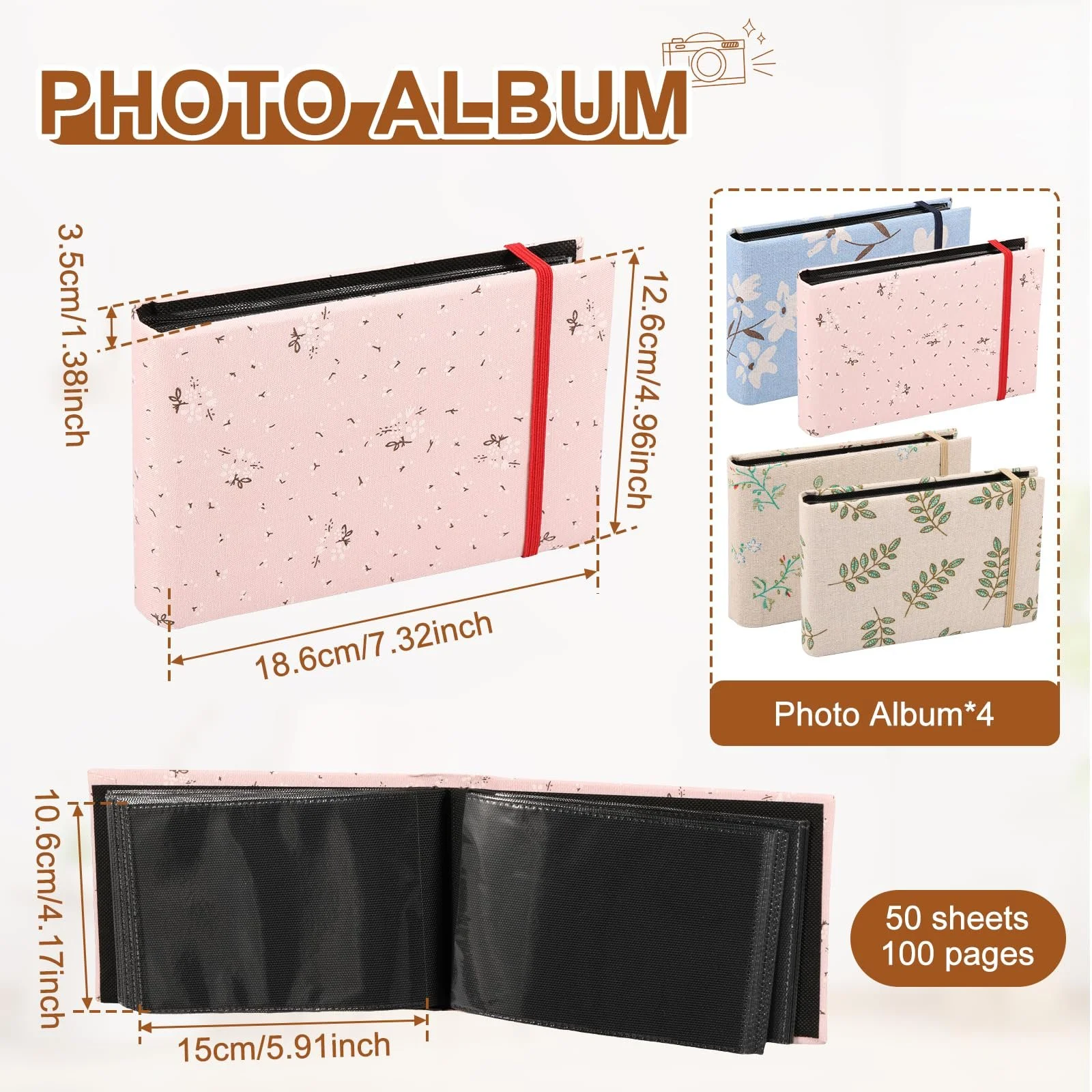Фотоальбом Gatphy, набор 4 шт, Мини фотоальбом-книжка, 6 x 4 дюйма, 400 фотографий, Тканевая обложка, Портативный, для свадьбы и семьи, фото №2 Фотоальбом Gatphy, набор 4 шт, Мини фотоальбом-книжка, 6 x 4 дюйма, 400 фотографий, Тканевая обложка, Портативный, для свадьбы и семьи, фото №2