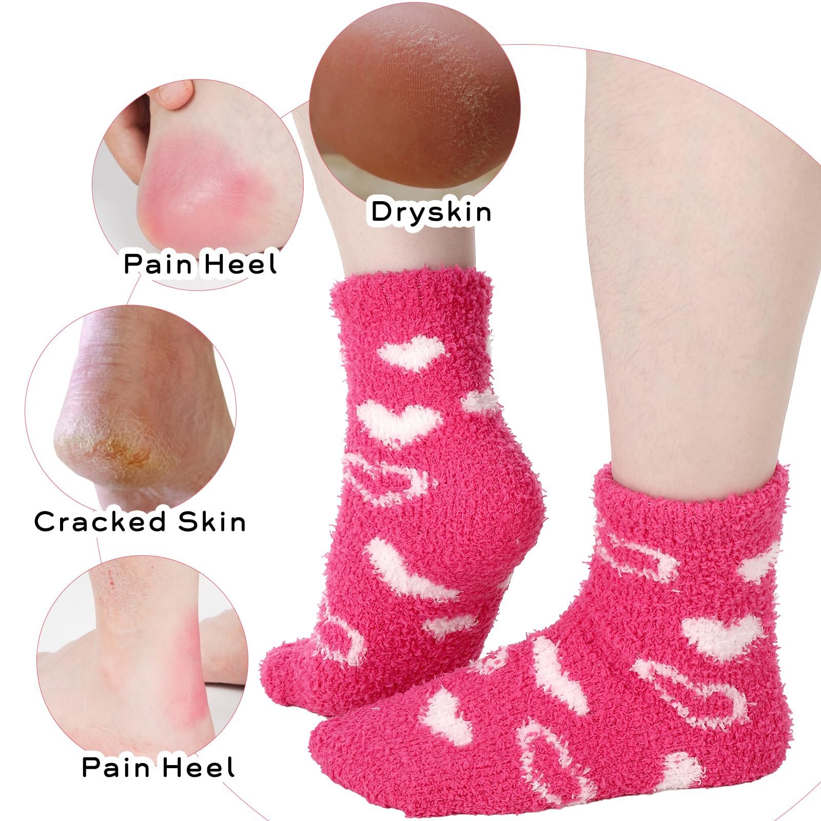 Носки Женские Мягкие Зимние Носки из Кораллового Флиса (3 пары) Узор Сердце, фото №5