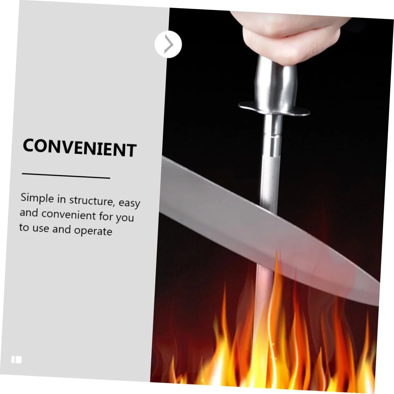 Мусат Zerodeko сталевий з ергономічною ручкою для кухонних ножів та інструментів, фото №5