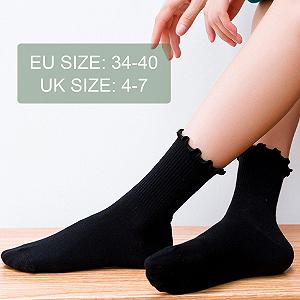 Носки до щиколотки 4 пары Черные носки с рюшами Белые носки с рюшами Носки с кружевными рюшами Удобные дышащие тонкие носки Вязаные носки однотонного цвета Балетные носки для женщин synthetic.ua - Фото 1