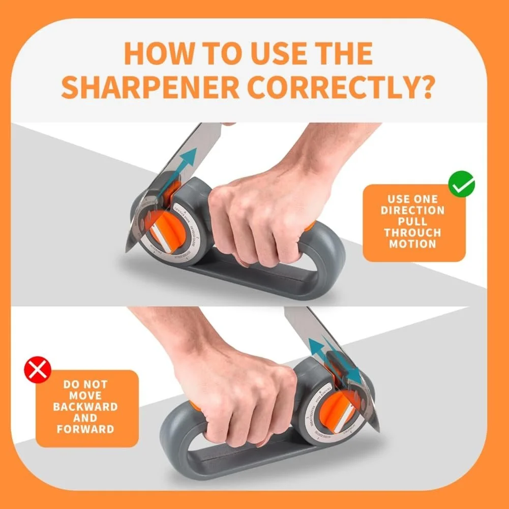 Точилка для ножів 6-в-1 ручна кишенькова для кухонних ножів, фото №3