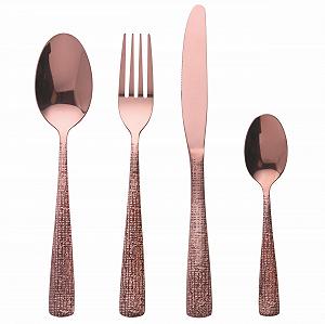Купить Набор столовых приборов 24 шт. Polished Copper 18/0 Stainless Steel Textured Handle Texture - Фото 1 Набор столовых приборов 24 шт. Polished Copper 18/0 Stainless Steel Textured Handle Texture - Фото 1