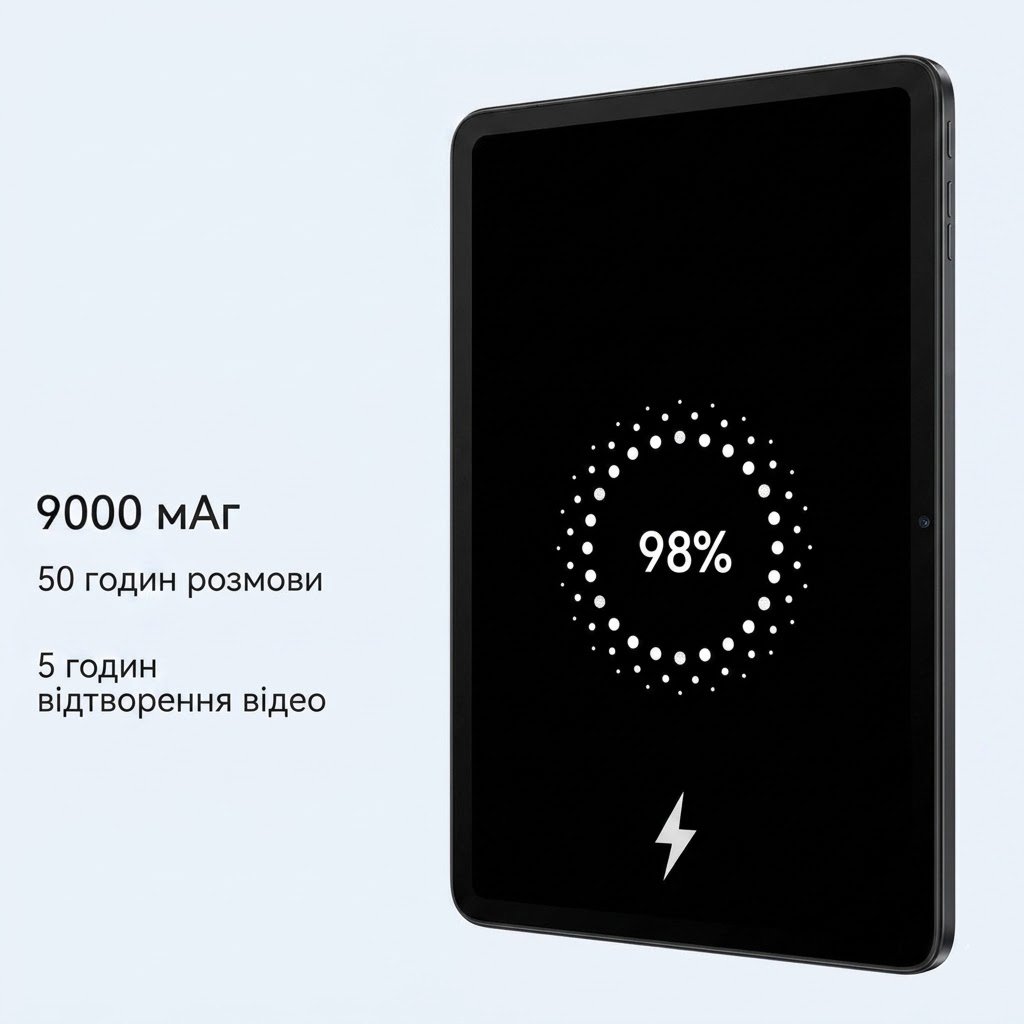 Планшет 12" Full HD Blackview MEGA 2 8+16/128GB 4G 2-SIM 8 ядер Android 15 9000 mAh Чорно-сірий, фото №6