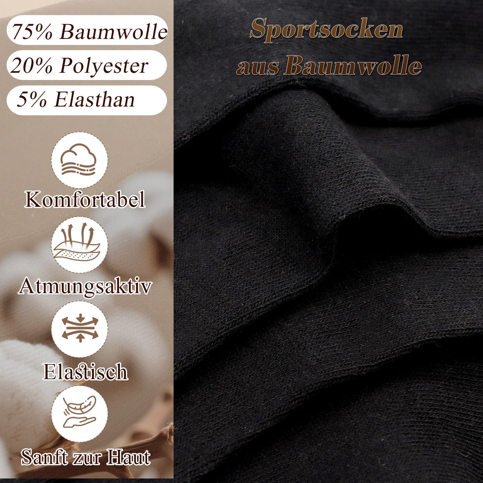 Носки Женские Хлопковые 12 пар Белый и Черный, фото №4