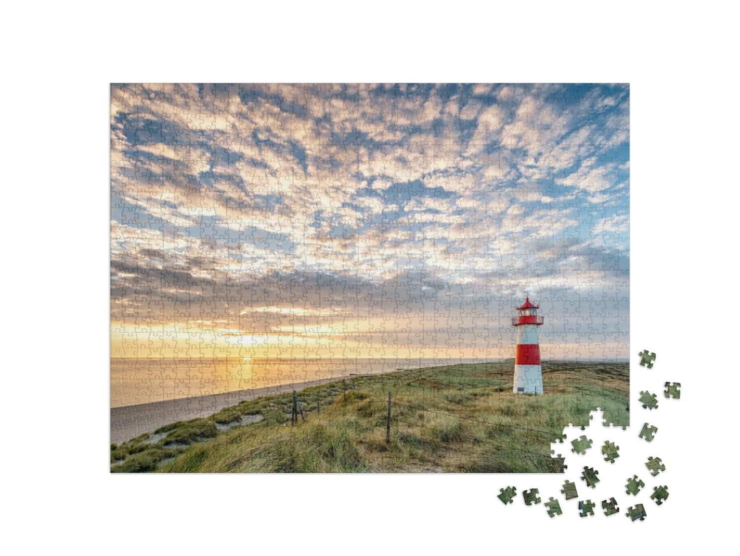 Пазл puzzleYOU Puzzle Collection Sylt "Красный маяк на острове Зюльт, Северная Фризия, Шлезвиг-Гольштейн, Германия" 1000 элементов, фото №2