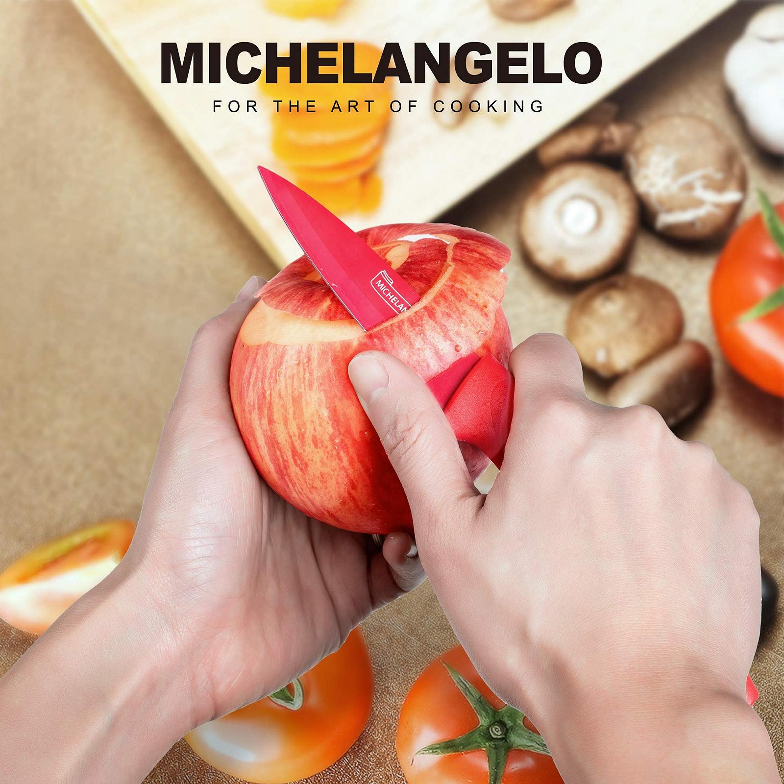 Набір ножів MICHELANGELO, 10 предметів, кухонний, з чохлами, багатокольорові ножі, з нержавіючої сталі, різнокольоровий, фото №6