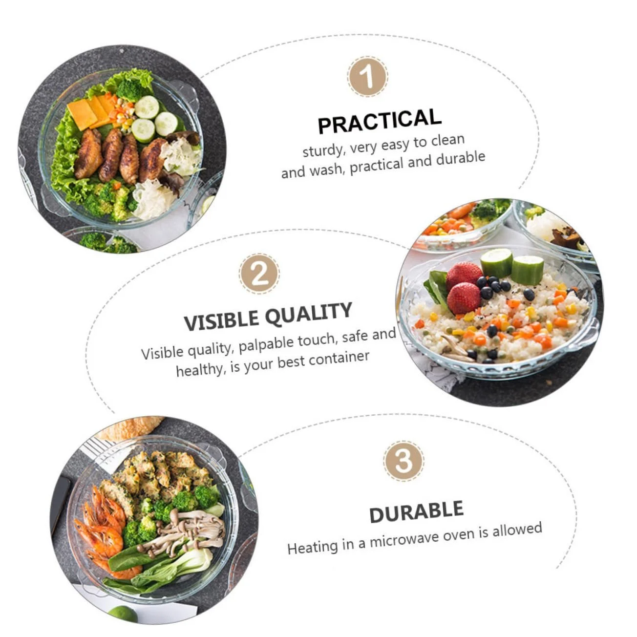 Форма для запекания круглая из упрочненного термостойкого стекла для микроволновой печи, фото №7