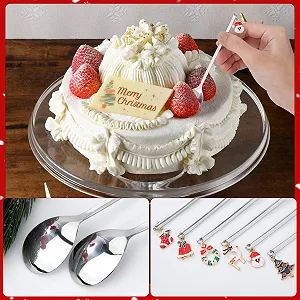 Рождественская ложка Рождественская кофейная ложка из нержавеющей стали Десертная ложка Чайная ложка с рождественским кулоном Набор рождественских ложек Подарочная коробка Упаковка 6 штук (Серебряная) synthetic.ua - Фото 1