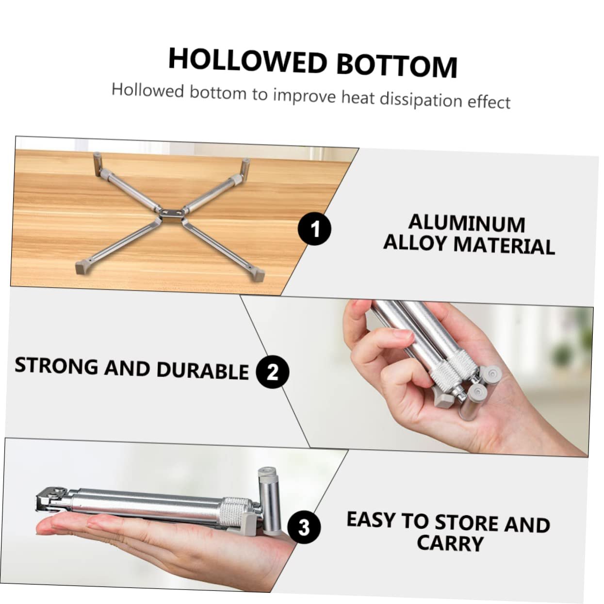 Подставка для ноутбука Housoutil складная из алюминиевого сплава, регулируемая по высоте, портативная, для ноутбуков и планшетов, для путешествий, эргономичный дизайн, регулируемая высота, стабильная и легкая, фото №9 Подставка для ноутбука Housoutil складная из алюминиевого сплава, регулируемая по высоте, портативная, для ноутбуков и планшетов, для путешествий, эргономичный дизайн, регулируемая высота, стабильная и легкая, фото №9