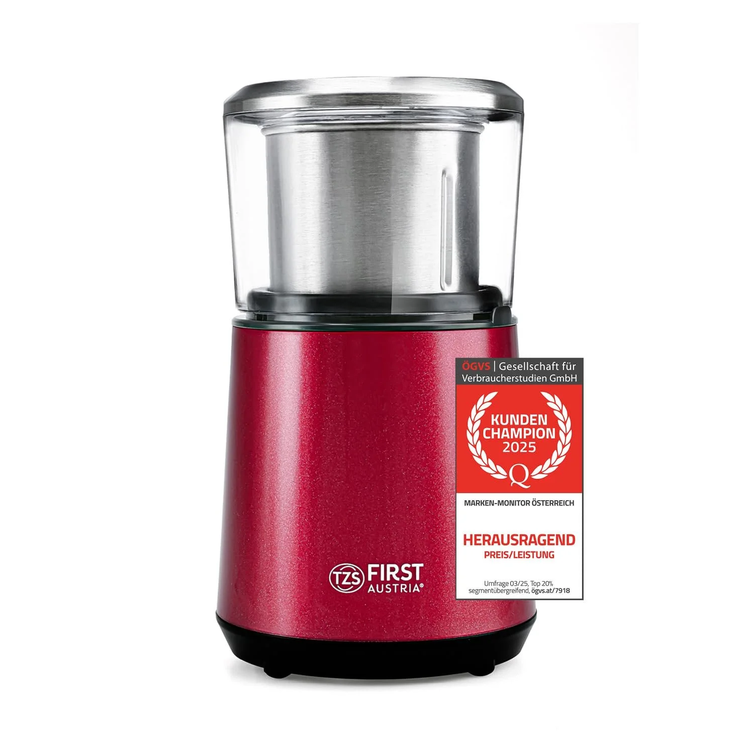 Электрическая кофемолка TZS First Austria 200 Вт, 27 000 об/мин, 50 г, серебристый, фото №1