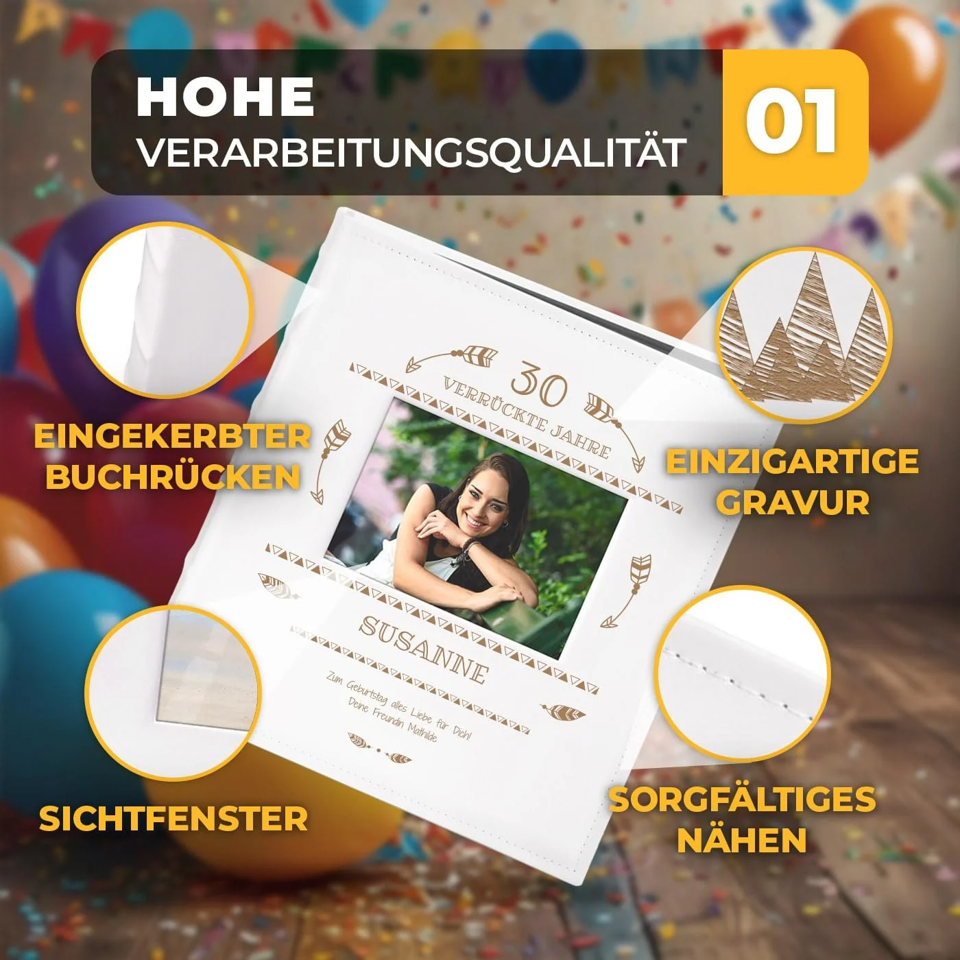 Фотоальбом Maverton для DIY с вырезом для фотографий с гравировкой - на 240 фотографий 10 x 15 - 60 черных страниц - размер 33 x 30 см - белый, фото №2 Фотоальбом Maverton для DIY с вырезом для фотографий с гравировкой - на 240 фотографий 10 x 15 - 60 черных страниц - размер 33 x 30 см - белый, фото №2