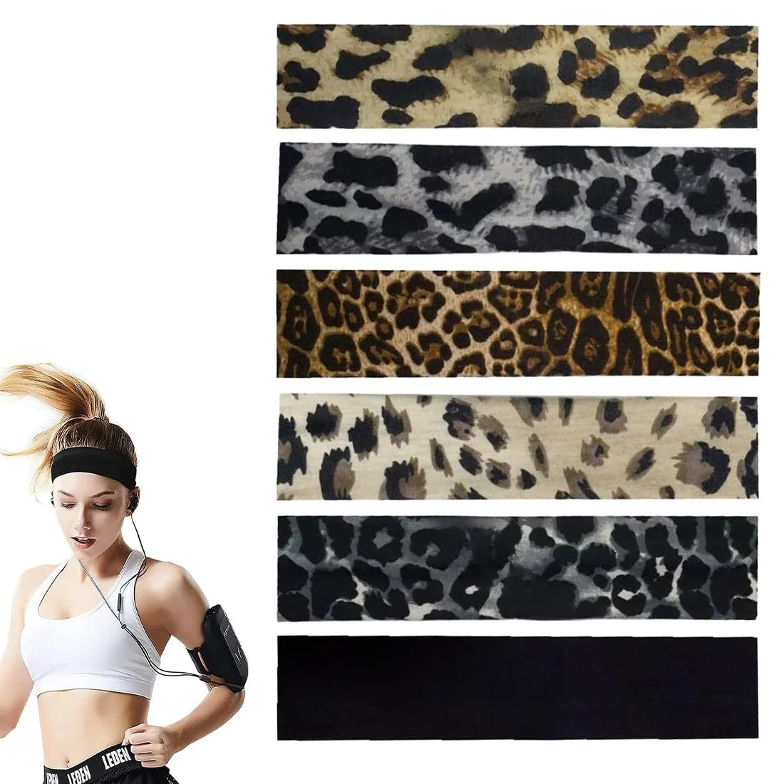 Пов'язка для волосся Леопардовий візерунок, 6 штук, фото №1
