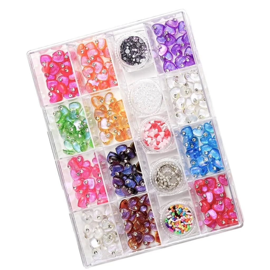 Стрази Серце Смола Плоска задня частина Серце Цвяхи Художні прикраси для акрилових нігтів, фото №8