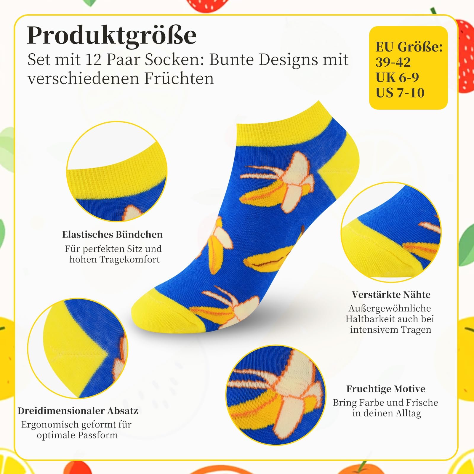 Носки Хлопковые Разноцветные, 37-42, Хлопок, Разноцветные Носки, Короткие, Повседневные, Необычные Забавные, фото №2