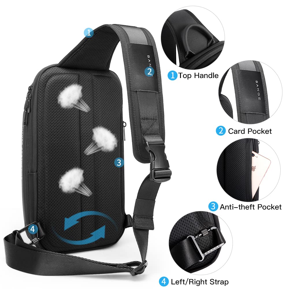Слінг BANGE Водонепроникна чоловіча нагрудна сумка плечові сумки Crossbody слінг рюкзак для чоловіків, фото №2