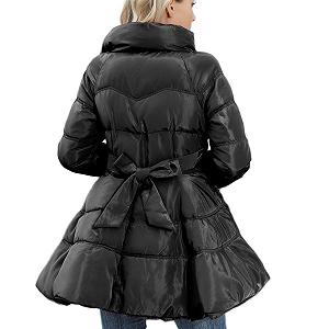 Жіноча Зимова Тепла Куртка-Пуховик з Комірцем-стійкою та Воланами synthetic.ua - Фото 1