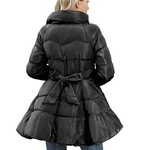 Женская Зимняя Теплая Куртка-Пуховик со Стойкой Воротником и Рюшами synthetic.ua - Фото 1