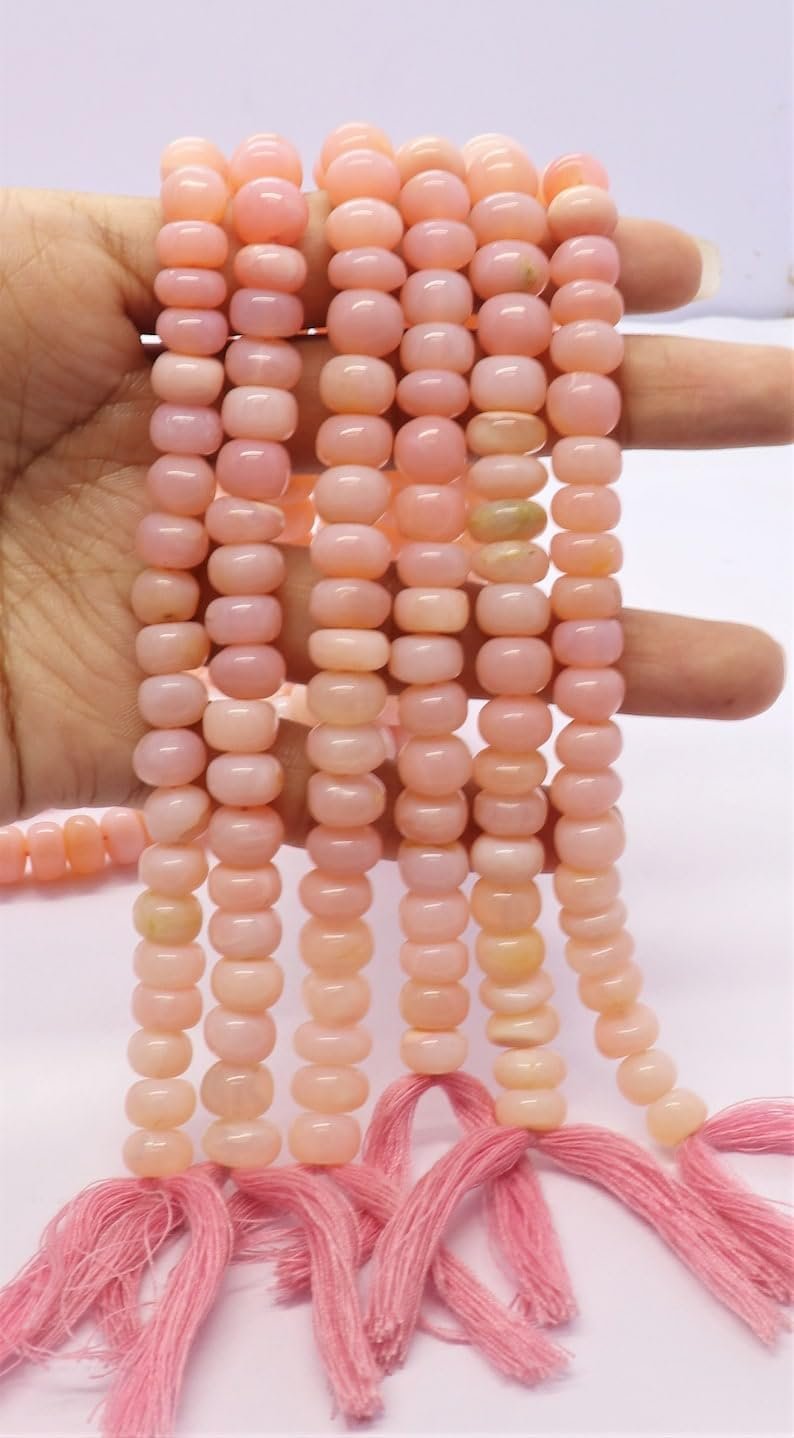 Бусины рондель розоватый опал с оттенком гладкие 8-8,5 мм, нить длиной 20 см, камни для изготовления ювелирных изделий для ожерелья и браслета, фото №2
