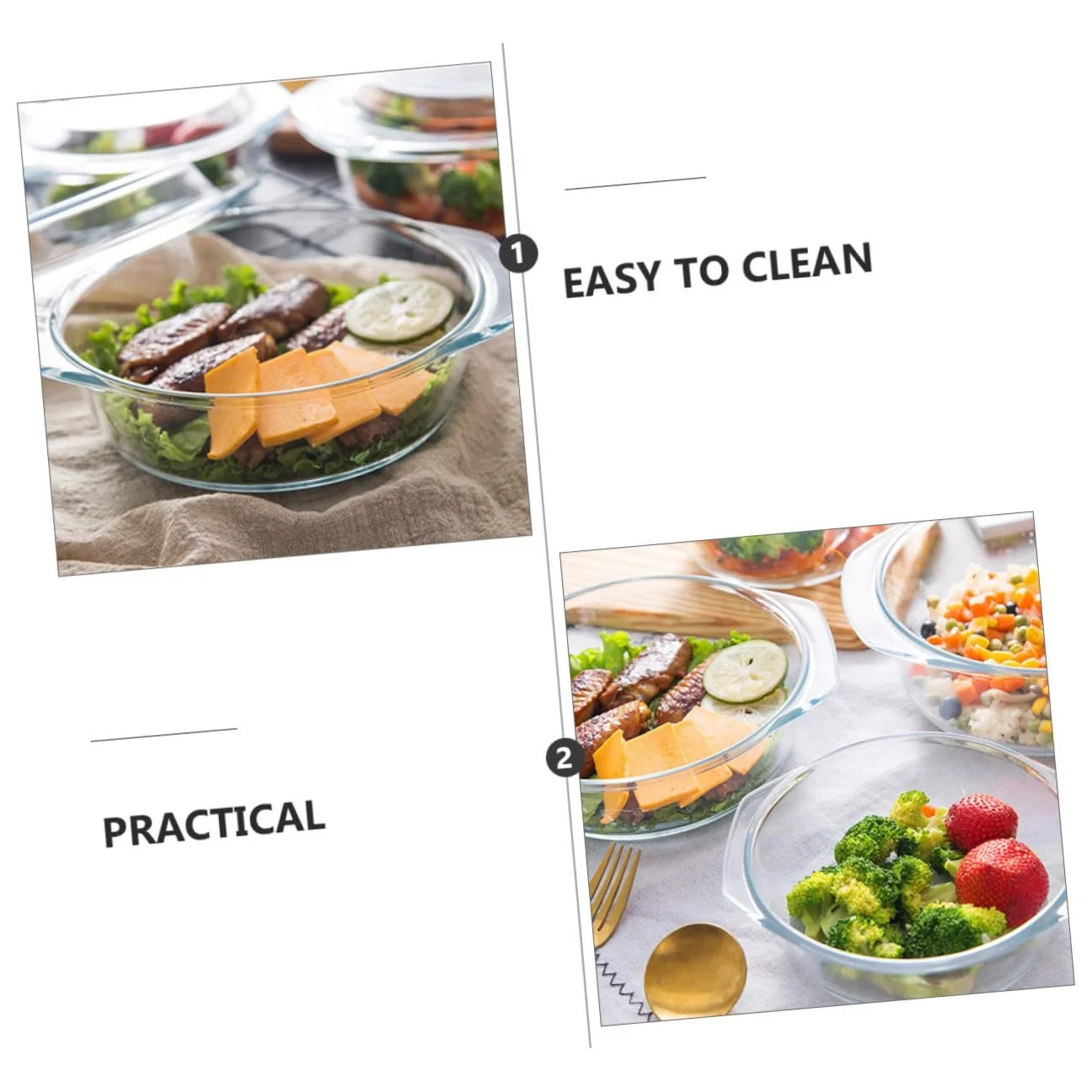 Форма для запікання скляна термостійка кругла з кришкою прозора, фото №8