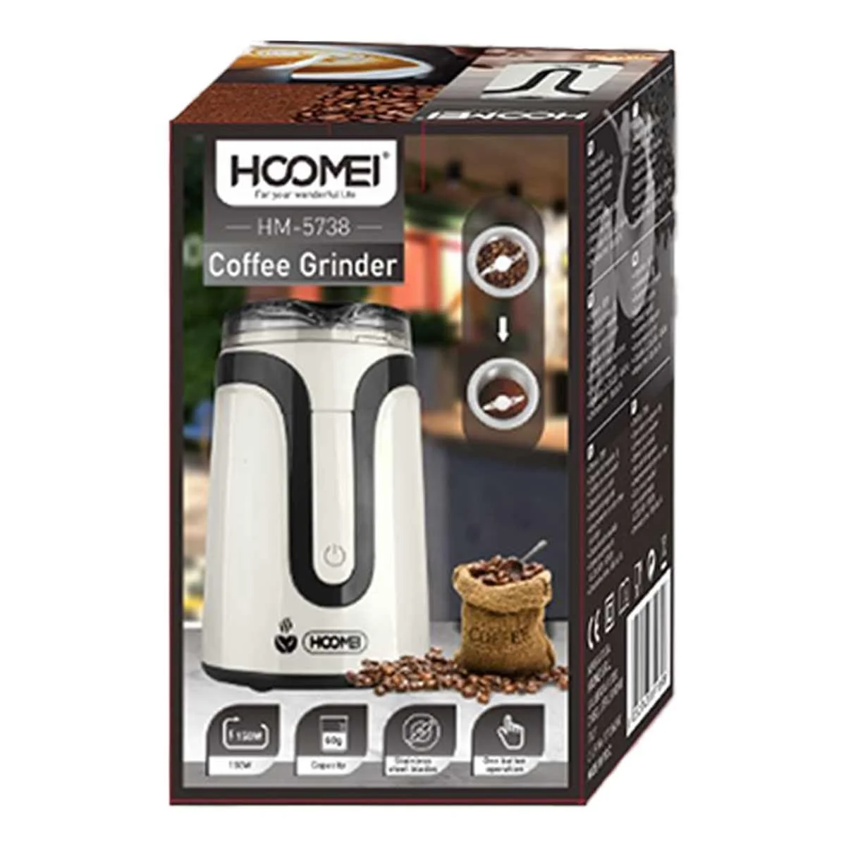 Кофемолка электрическая A2ZWORLD HM-5738-60g, фото №4