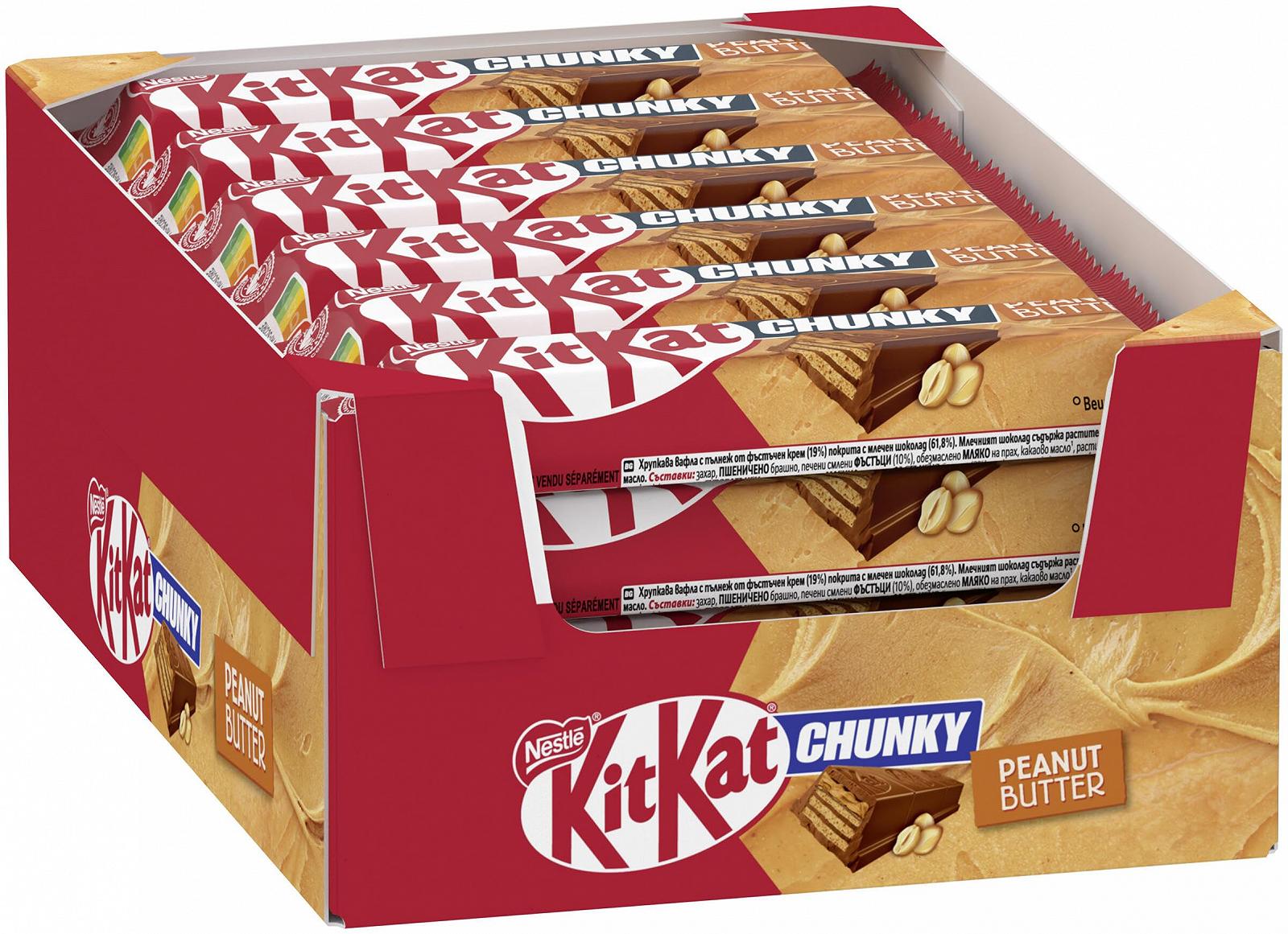 Батончик Nestlé Kitkat Chunky Peanut Butter Chocolate з арахісовою пастою та хрусткою вафлею, фото №1