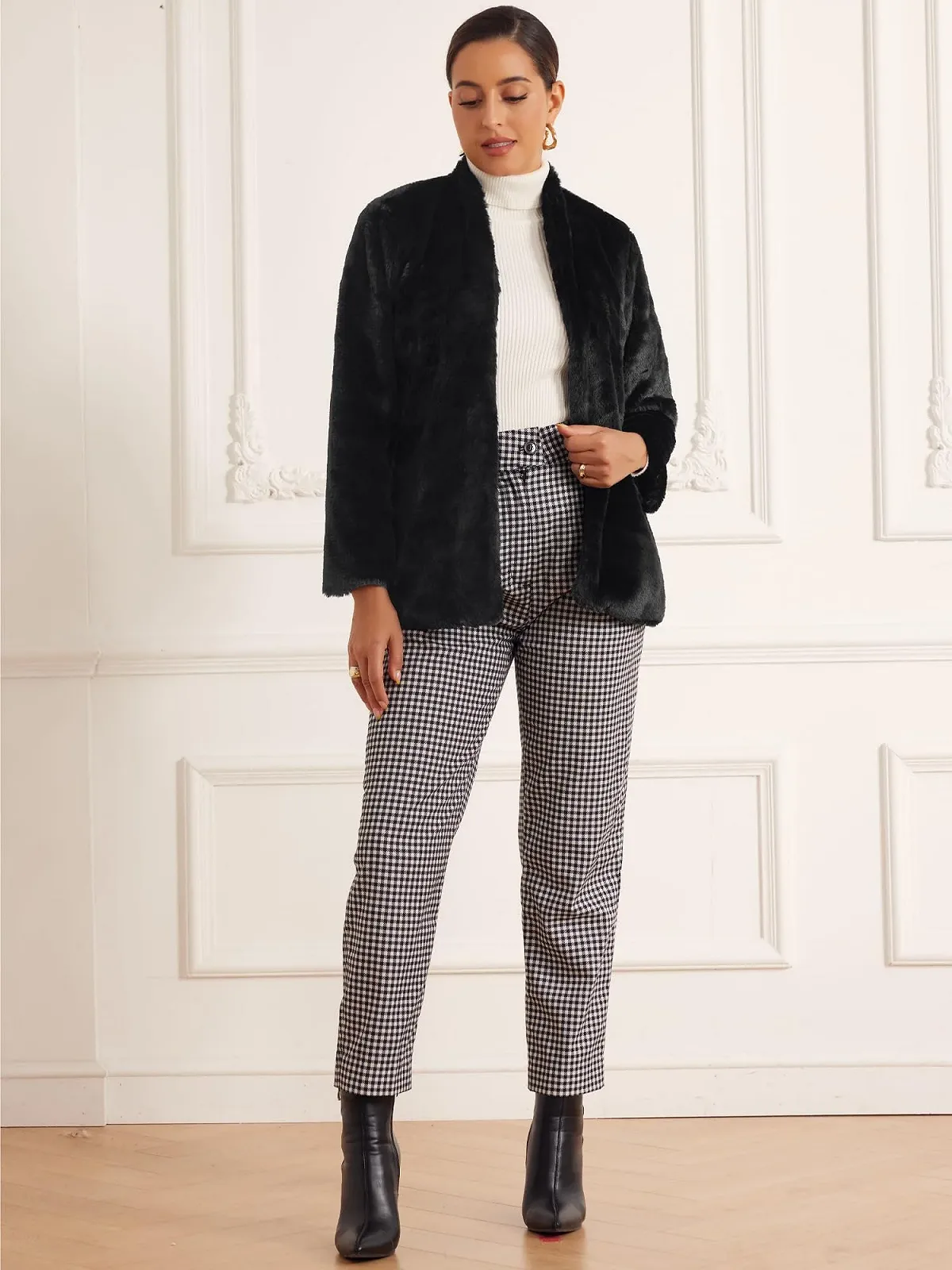 Пальто Allegra K З штучного хутра з кишенями, фото №4 Пальто Allegra K З штучного хутра з кишенями, фото №4