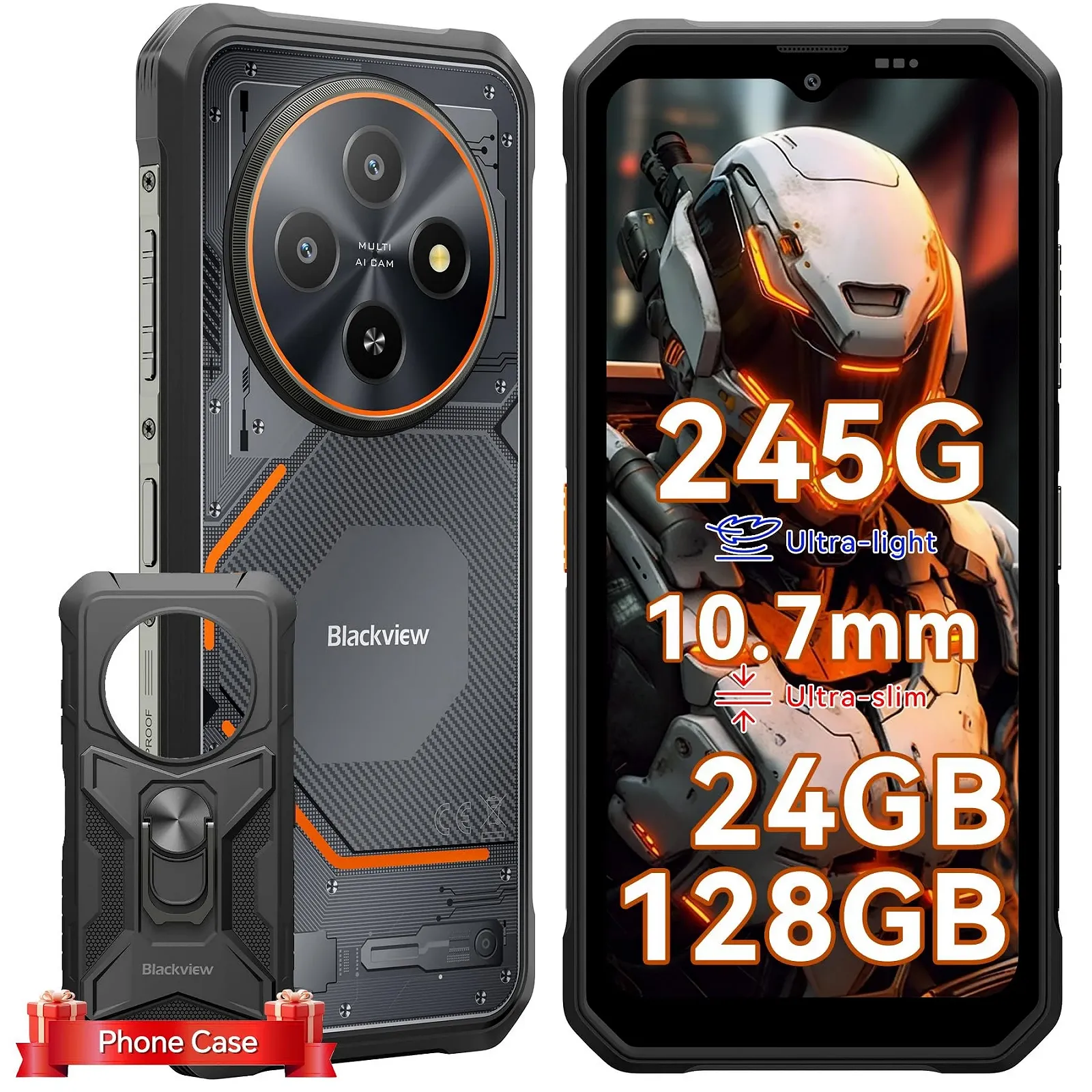Защищенный мобильный телефон Blackview Fort 2 Android 15 24 (8+16) GB + 128 GB/2 TB 10.7 мм Gemini AI 6.56 дюйма HD+ 90 Hz IP69K 16 MP + 13 MP 4G Dual NFC OTG GPS 245 г, фото №1