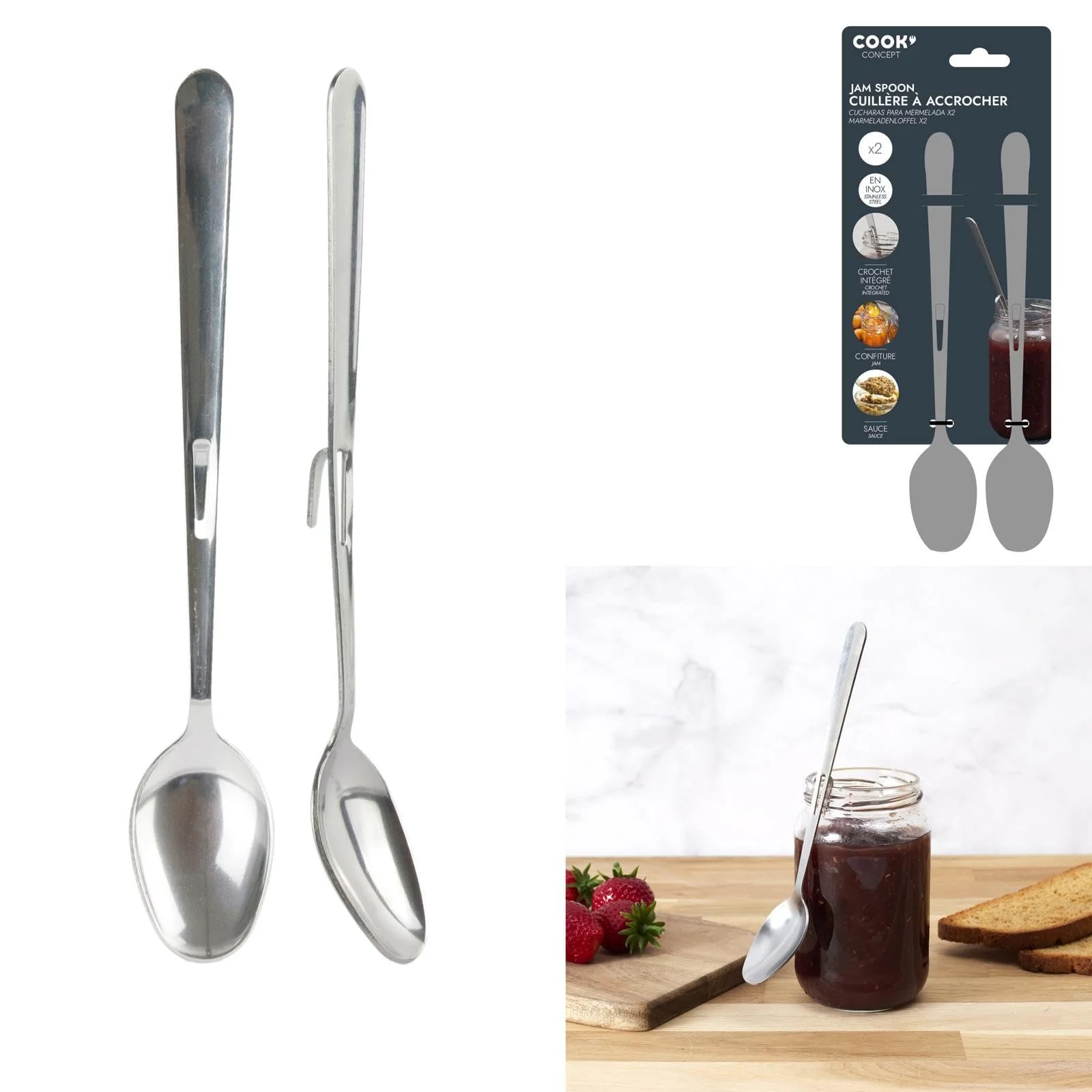 Набір ложок для джему з нержавіючої сталі 2 шт. KU6317 Сірий 19 x 3 x 2.50 см, фото №4