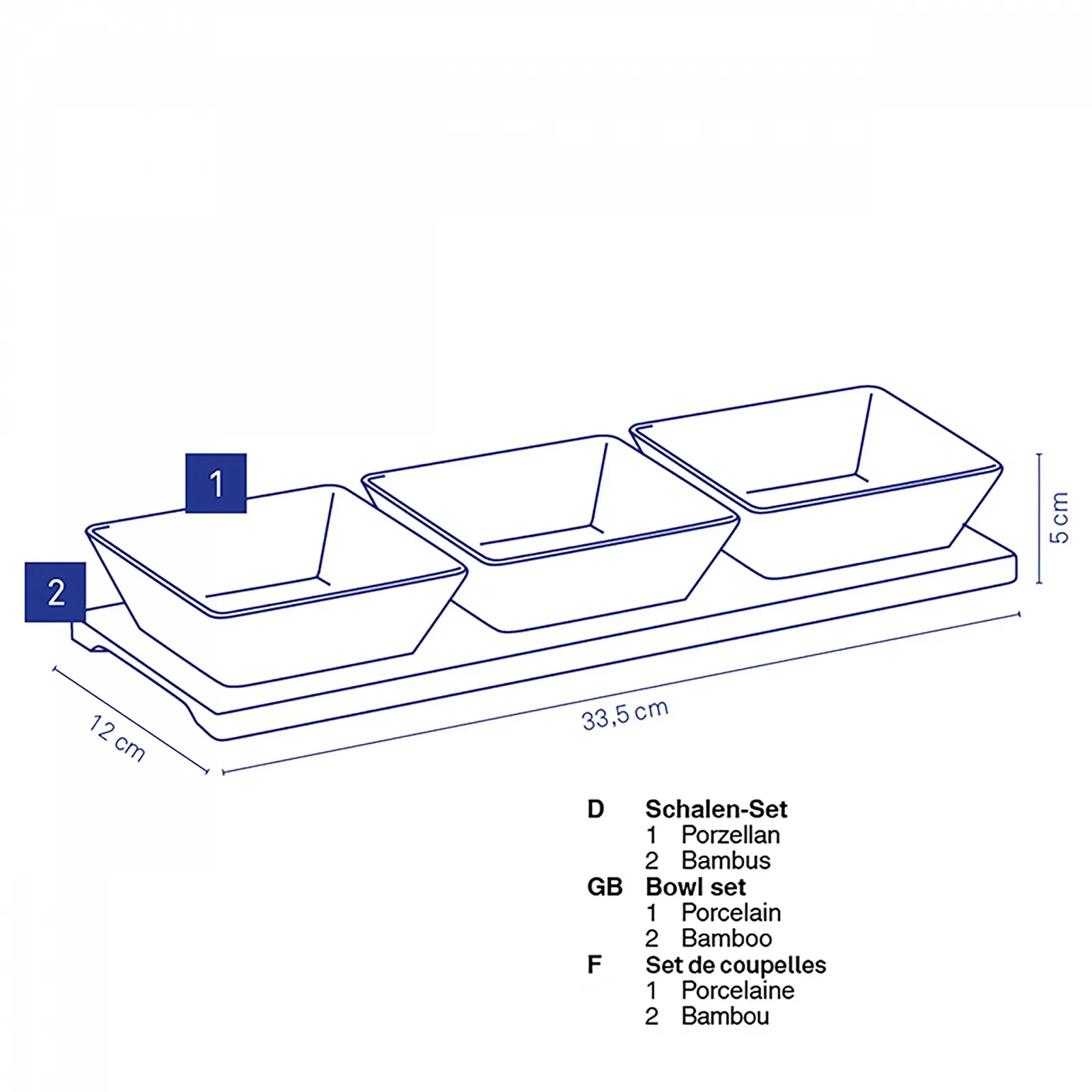 Набор мисок Фарфор Kela Philipa 4 шт. Прямоугольная 33 x 12 x 5 см Белый, фото №3