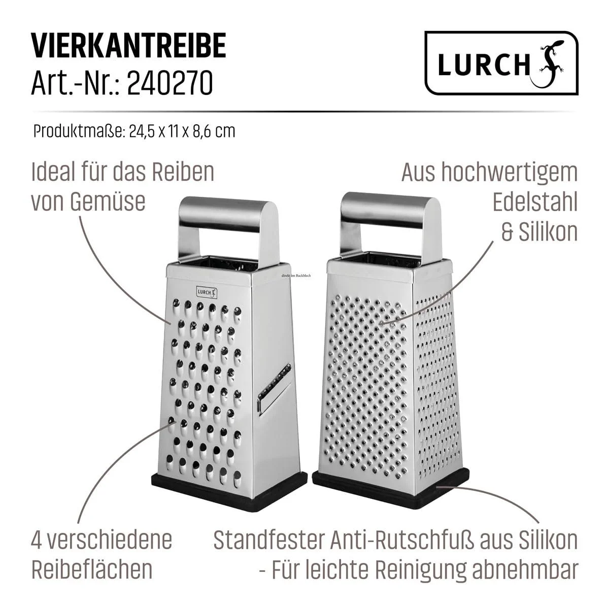 Терка Квадратная Lurch Нержавеющая сталь Серебряный, фото №10