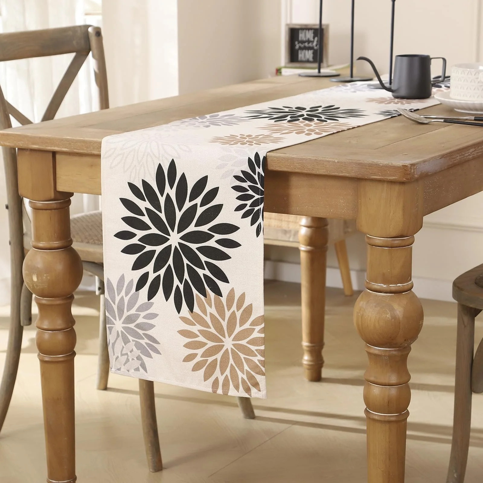 Доріжка на стіл Flowers Brown Black Dahlia 40 x 180 см Поліестер Жоржини Коричнева Чорна, фото №8 Доріжка на стіл Flowers Brown Black Dahlia 40 x 180 см Поліестер Жоржини Коричнева Чорна, фото №8