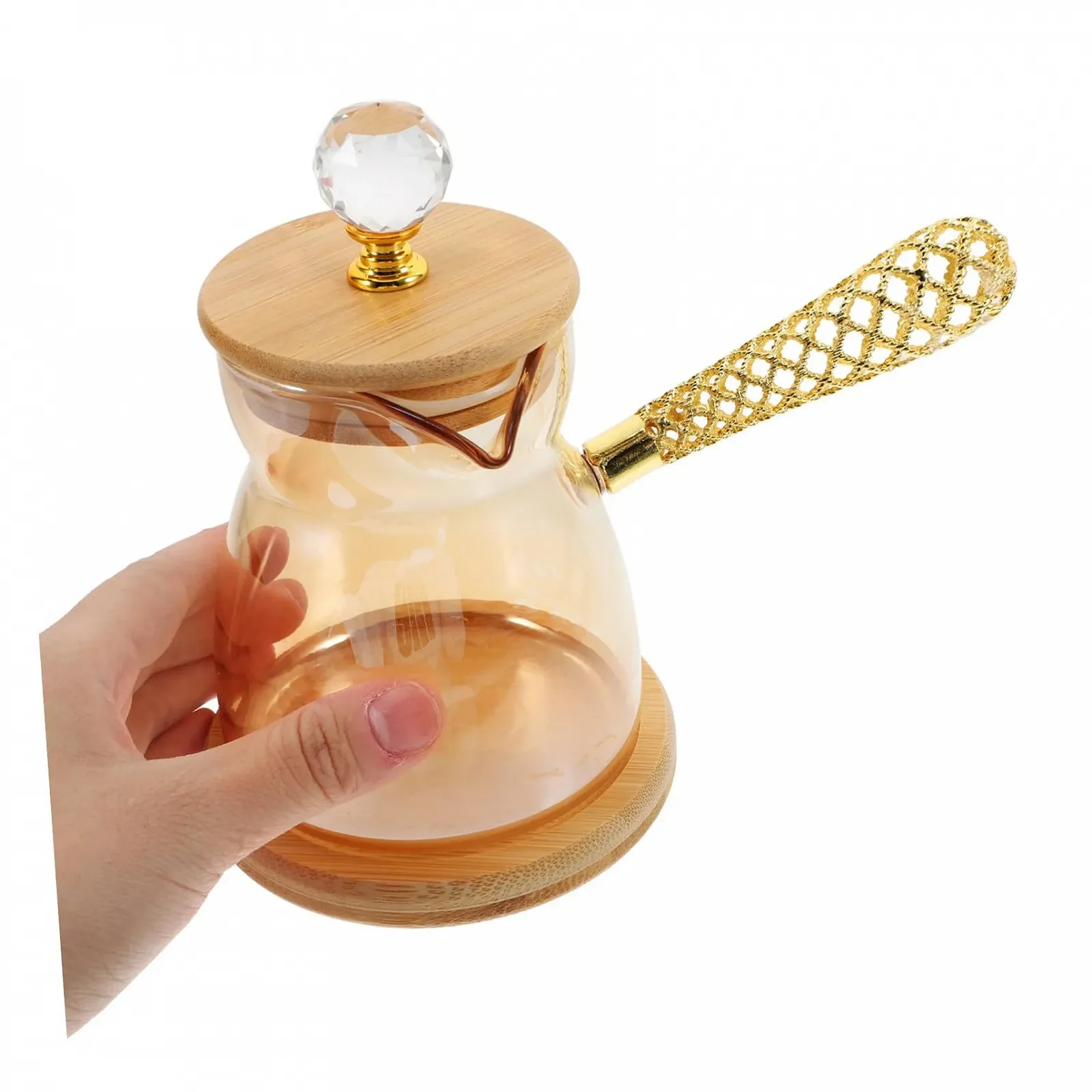 Кавник скляний Ipetboom Жаростійкий з довгою ергономічною ручкою, ручної роботи, універсальний, фото №6