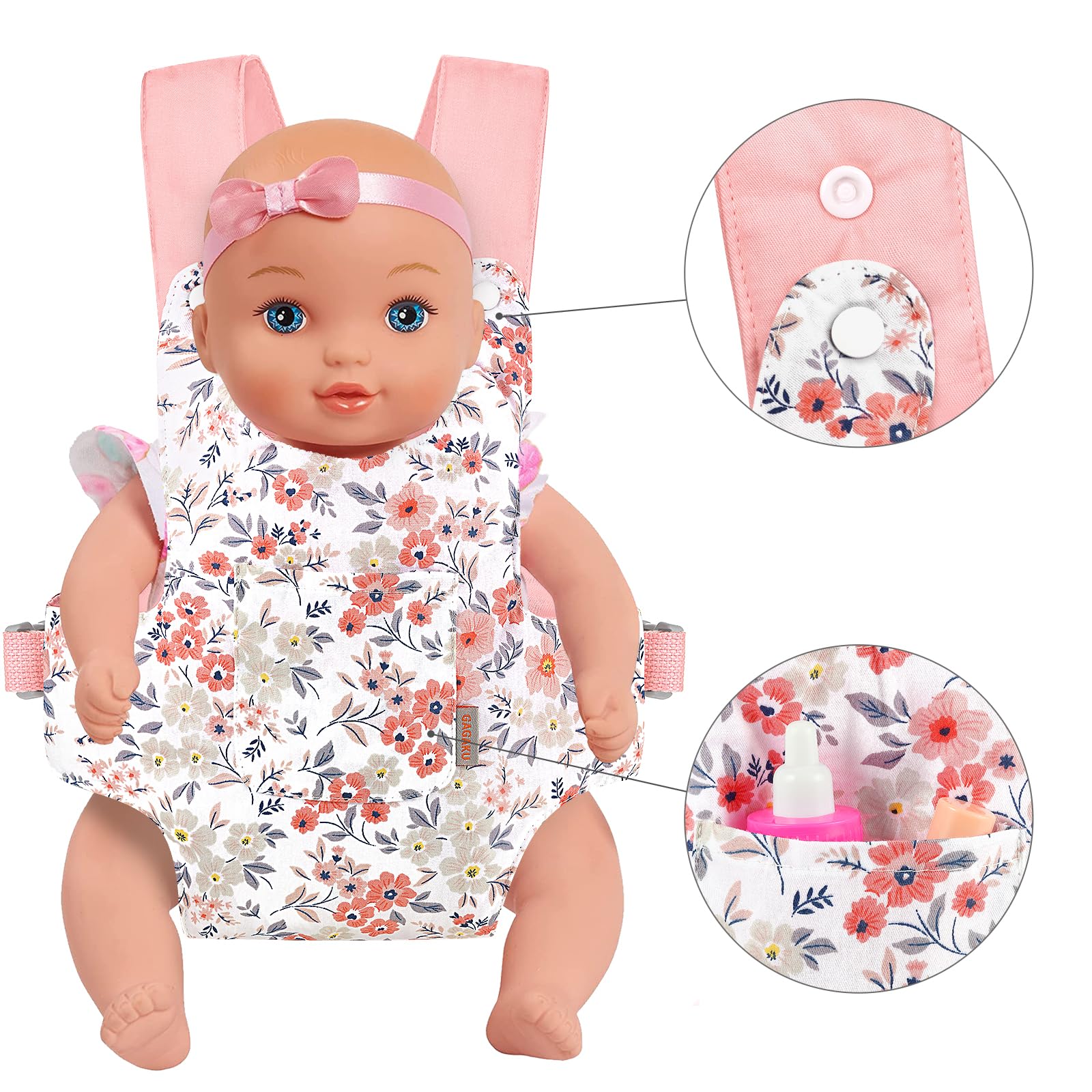 Слинг для куклы GAGAKU 100% хлопок Розовые восковые цветы, фото №4