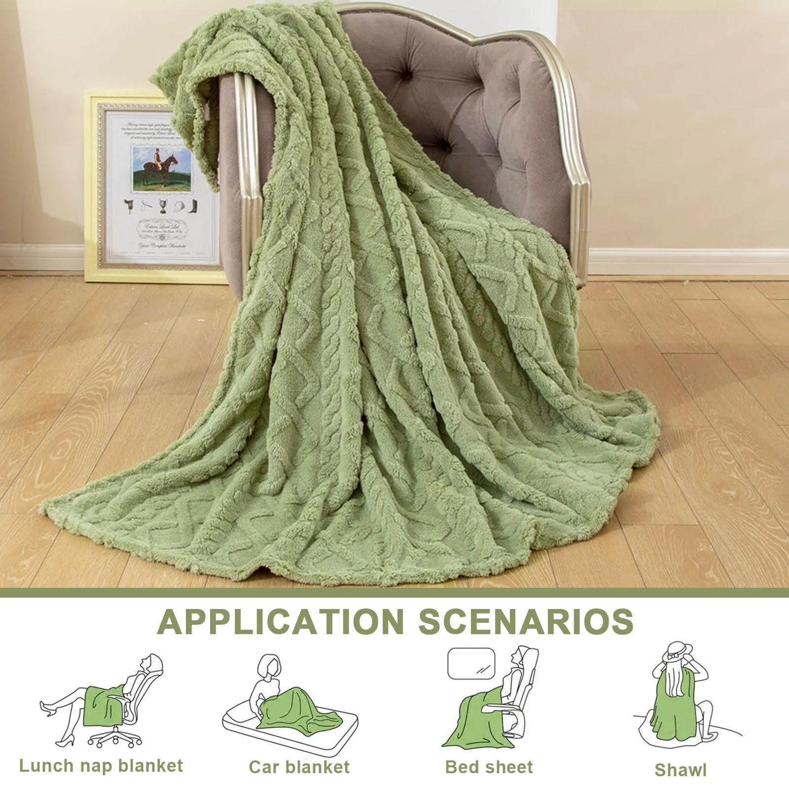 Покривало Пухнаста М'яка Покривало 150 x 200 см Matcha Green, фото №3 Покривало Пухнаста М'яка Покривало 150 x 200 см Matcha Green, фото №3